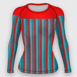 Женский рашгард Красно синий комбинированный узор с полосами