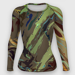 Рашгард женский Абстракция тон хаки, цвет: 3D-принт