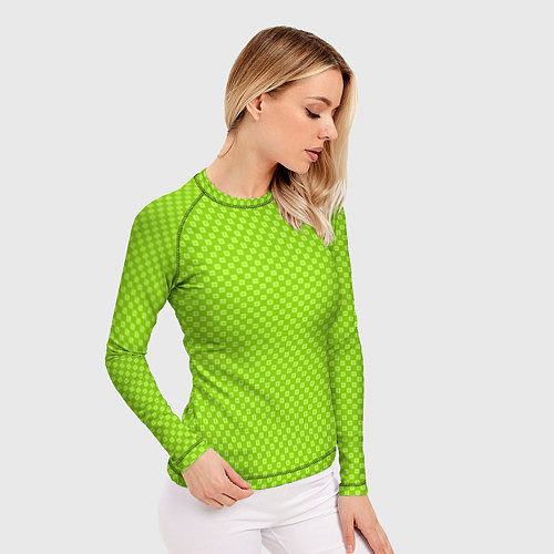 Женский рашгард Салатовый паттерн в мелкий квадратик / 3D-принт – фото 3