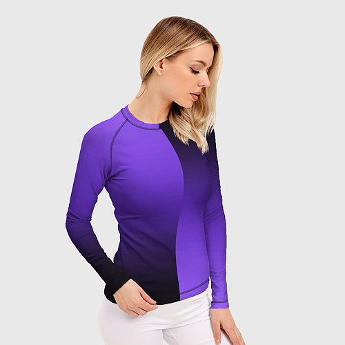 Женский рашгард Чёрно-сиреневый градиент пополам / 3D-принт – фото 3