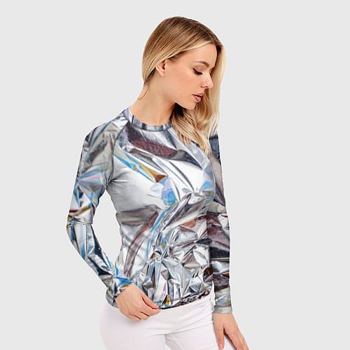 Женский рашгард Зеркальная металическая фольга текстура / 3D-принт – фото 3