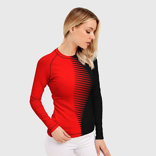 Женский рашгард Чёрно-красный пополам с переходом / 3D-принт – фото 3