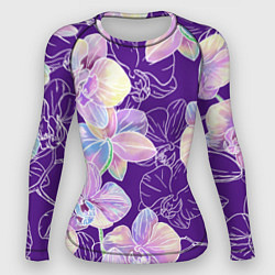Рашгард женский Японские акварельные орхидеи, цвет: 3D-принт