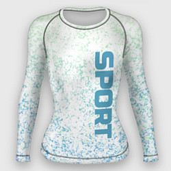 Рашгард женский Sport бело-голубой, цвет: 3D-принт
