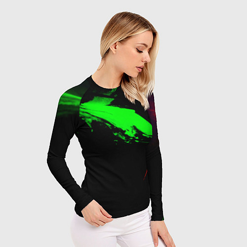 Женский рашгард Color black green red / 3D-принт – фото 3