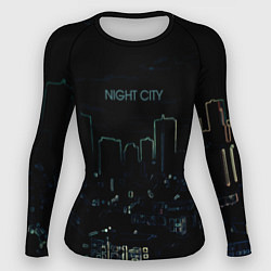 Рашгард женский Night city чёрный стилизованный, цвет: 3D-принт