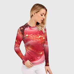 Рашгард женский Розовая волнистая блестящая текстура, цвет: 3D-принт — фото 2