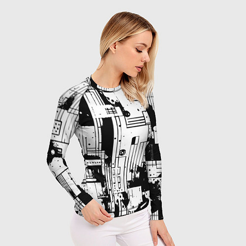 Женский рашгард Чёрно-белый светлая абстракция / 3D-принт – фото 3
