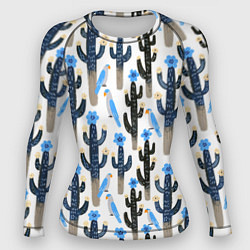 Рашгард женский Кактусы и попугаи, цвет: 3D-принт