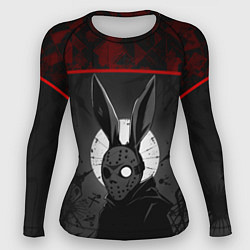 Рашгард женский Кролик в хоккейной маске на фоне луны, цвет: 3D-принт