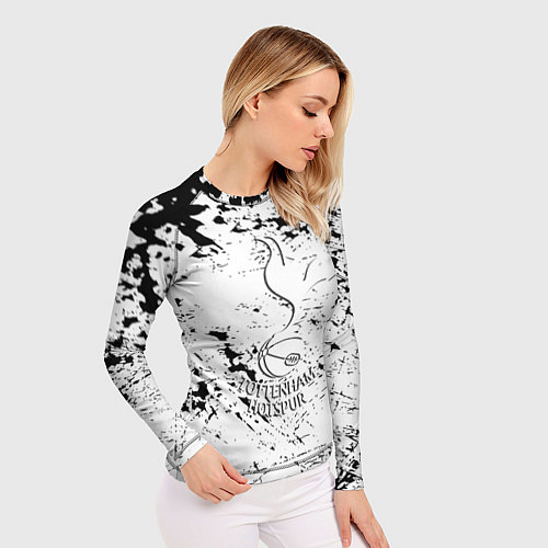 Женский рашгард Тоттенхэм черно белые краски / 3D-принт – фото 3