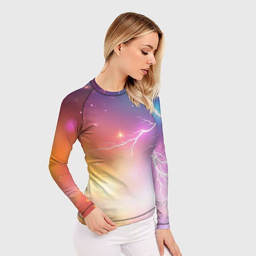 Женский рашгард Магический фон с молниями и звездами / 3D-принт – фото 3