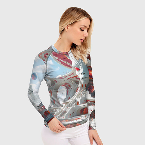 Женский рашгард Инопланетный белый город / 3D-принт – фото 3