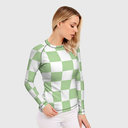 Женский рашгард Квадраты зелёные / 3D-принт – фото 3
