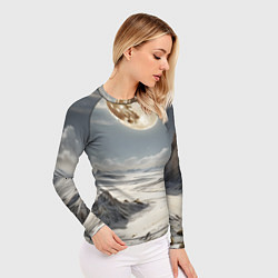Рашгард женский Луна и горы, цвет: 3D-принт — фото 2