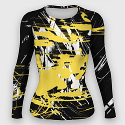 Рашгард женский Желтая краска на черном, цвет: 3D-принт
