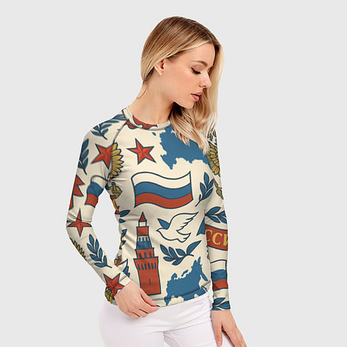 Женский рашгард Российский патриотический узор / 3D-принт – фото 3