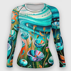 Рашгард женский Поле маков- масляная живопись, цвет: 3D-принт