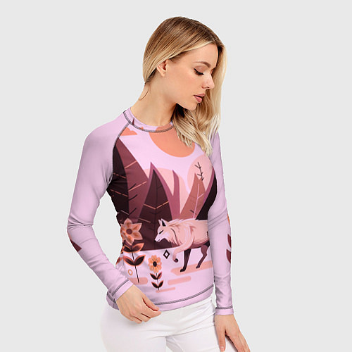 Женский рашгард Волк и магический цветок / 3D-принт – фото 3