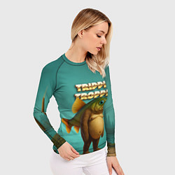 Рашгард женский Trippi Troppi рыба мем, цвет: 3D-принт — фото 2