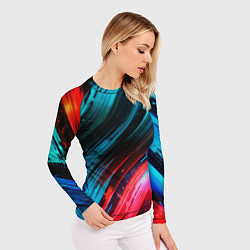 Рашгард женский Синяя и красная краска на черном, цвет: 3D-принт — фото 2