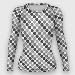 Рашгард женский Черный и серый горох на белом фоне, цвет: 3D-принт