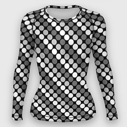 Рашгард женский Белый серый горох на черном ретро, цвет: 3D-принт