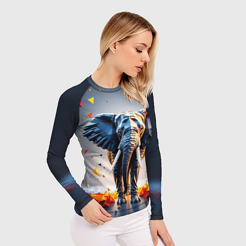 Женский рашгард Геометрический слон и цветные полигоны / 3D-принт – фото 3