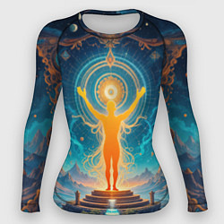 Рашгард женский Светящаяся оранжевая фигура и круг: энергетическое, цвет: 3D-принт