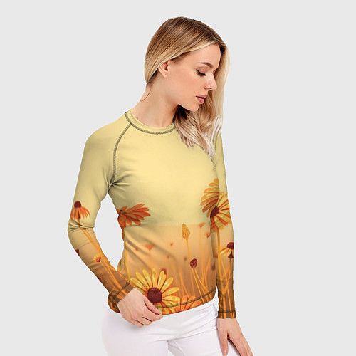 Женский рашгард Цветы на закате / 3D-принт – фото 3