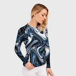 Рашгард женский Тёмно-синий искажённая абстракция, цвет: 3D-принт — фото 2