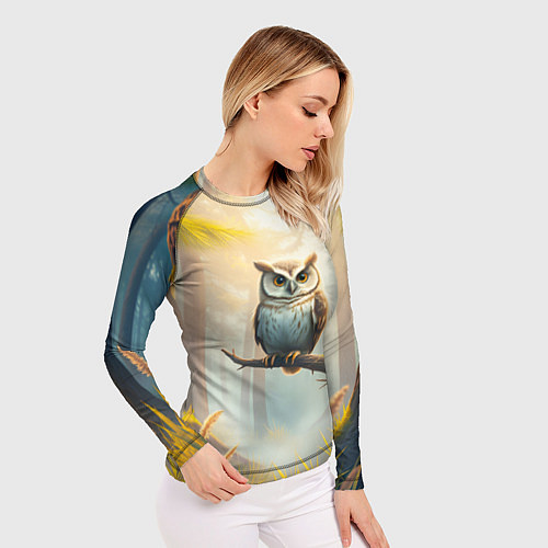 Женский рашгард Сова в мрачном лесу / 3D-принт – фото 3