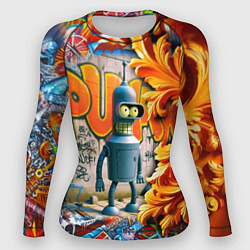 Рашгард женский Бендер сгибающий Родригес - граффити, цвет: 3D-принт