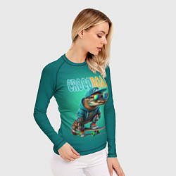 Рашгард женский Croco cub is a cool skateboarder, цвет: 3D-принт — фото 2