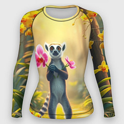 Рашгард женский Лемур несёт орхидеи для любимой, цвет: 3D-принт