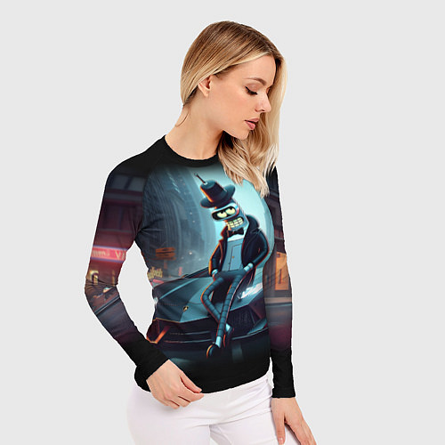 Женский рашгард Бендер счастливый владелец Ламборджини / 3D-принт – фото 3