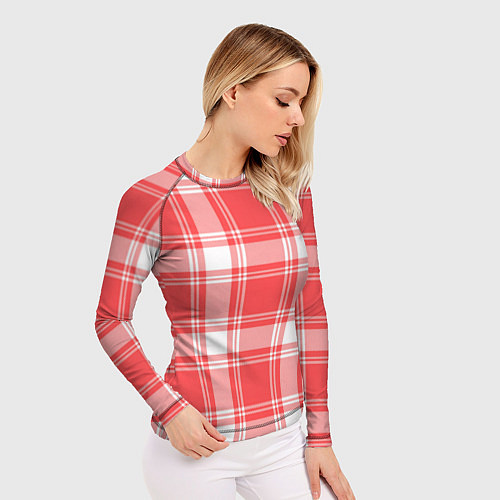Женский рашгард Checked red white / 3D-принт – фото 3