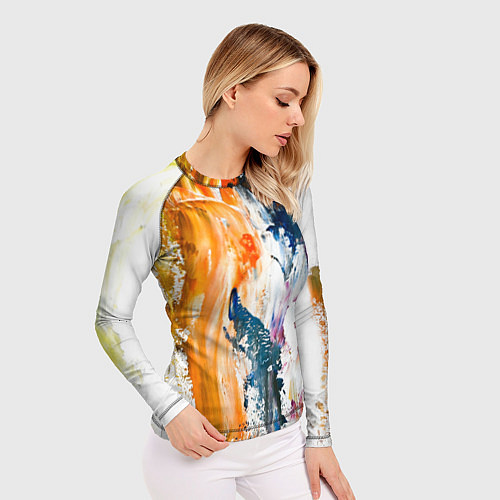 Женский рашгард Разноцветные мазки кисти на палитре художника / 3D-принт – фото 3