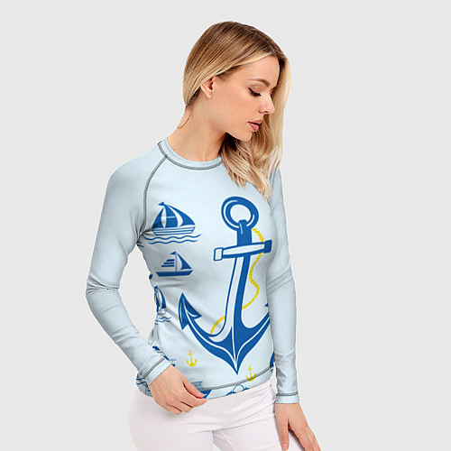 Женский рашгард Якорь и корабли / 3D-принт – фото 3