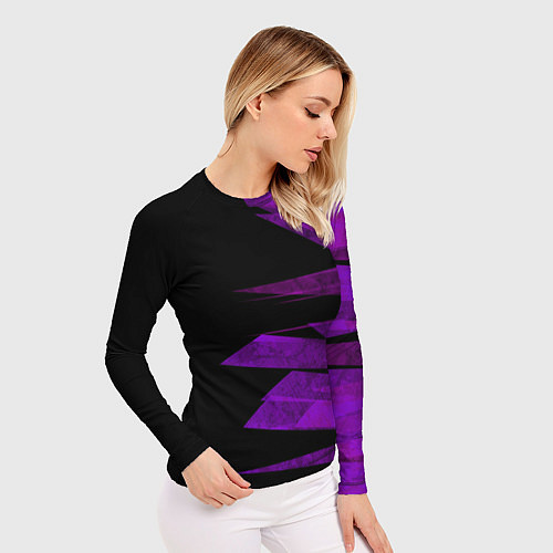 Женский рашгард Color purple black stripes / 3D-принт – фото 3