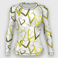 Рашгард женский Зеленые сердца, цвет: 3D-принт