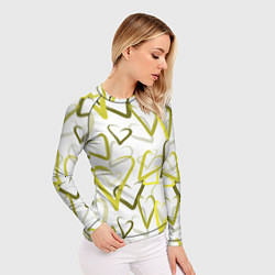 Рашгард женский Зеленые сердца, цвет: 3D-принт — фото 2