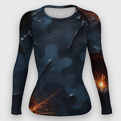 Женский рашгард Камуфляжная текстура с дырами