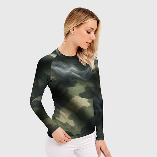 Женский рашгард Камуфляжная ткань с дымом / 3D-принт – фото 3