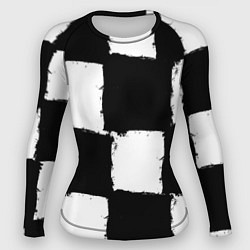 Женский рашгард Черные квадраты в виде шахматной доски