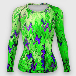 Рашгард женский Ярко-зелёный стекающая абстаркция, цвет: 3D-принт