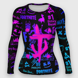 Рашгард женский Fortnite x doom neon logo, цвет: 3D-принт