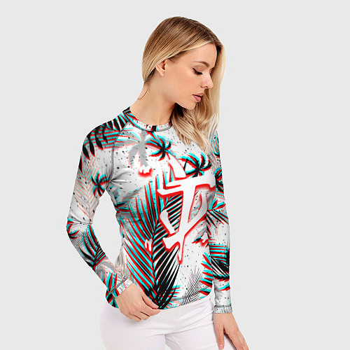 Женский рашгард Doom тропики глитч / 3D-принт – фото 3