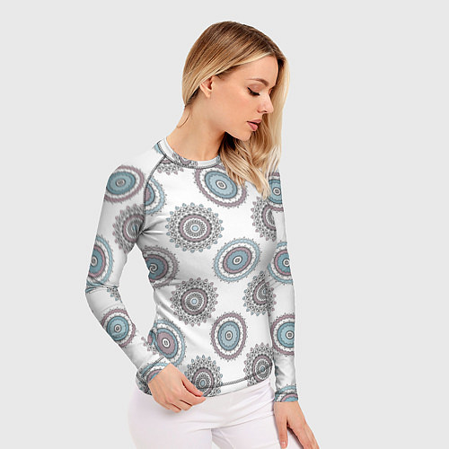 Женский рашгард Круглый разноцветный узор мандала / 3D-принт – фото 3