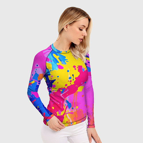 Женский рашгард Яркие пятна акриловой краски на стене / 3D-принт – фото 3